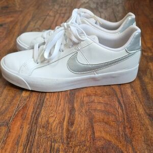 Nike Women's Classic White and Silver Sneakers